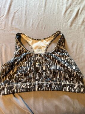 Nike Black & White Abstract Racerback Sports Bra